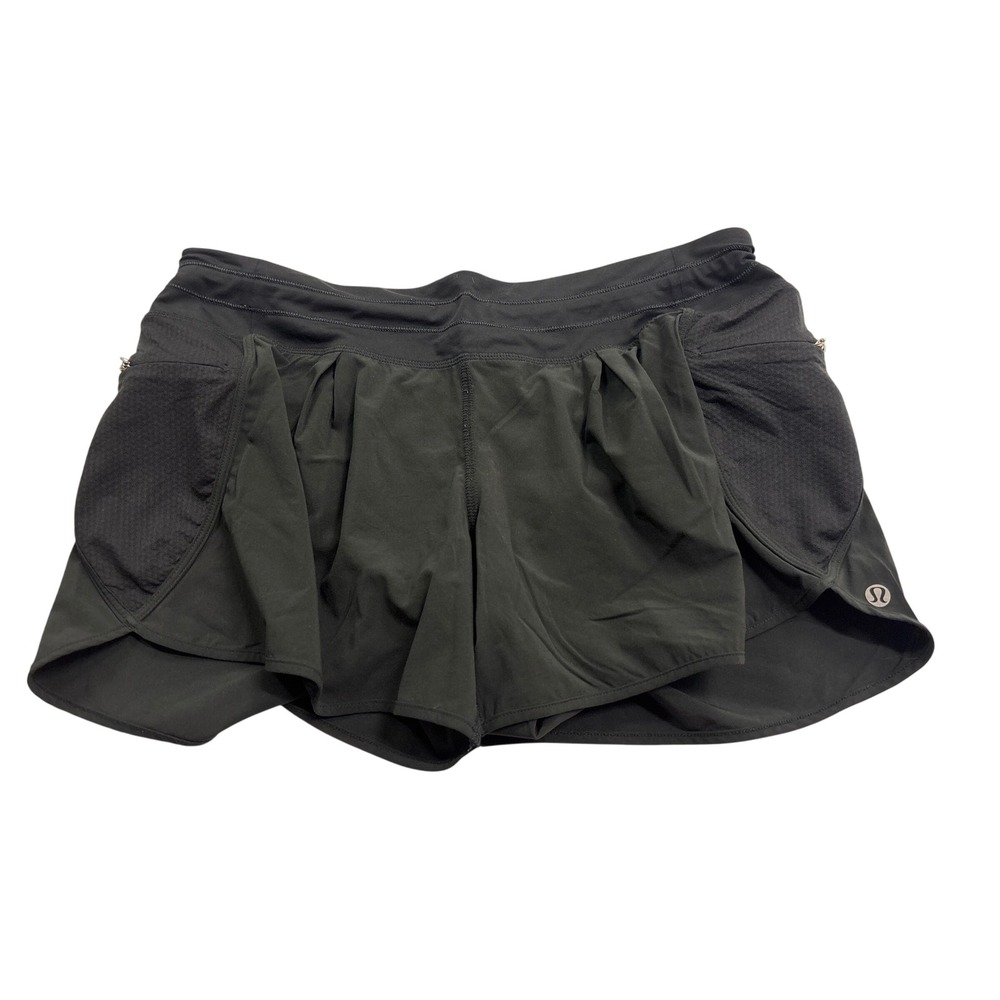 Lululemon Black Running Shorts with Liner and Zipper Pocket Womens Size 8